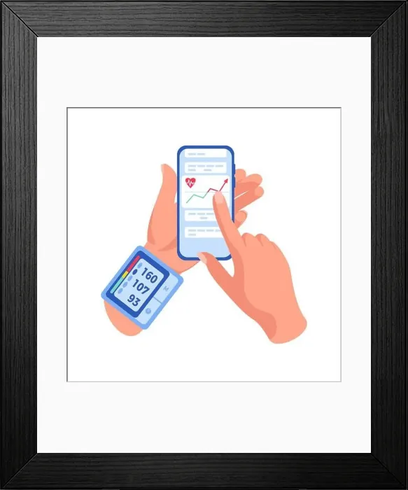 Framed Print : Wrist blood pressure monitor. Sphygmomanometer Framed Print : Wrist blood pressure monitor. Sphygmomanometer