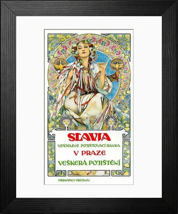 Framed Print : MUCHA Alfons Maria - Slavia Vzajemne Pojistovaci Banka v Praze 1907 Art Nouveau print poster Framed Print : MUCHA Alfons Maria - Slavia Vzajemne Pojistovaci Banka v Praze 1907 Art Nouveau print poster