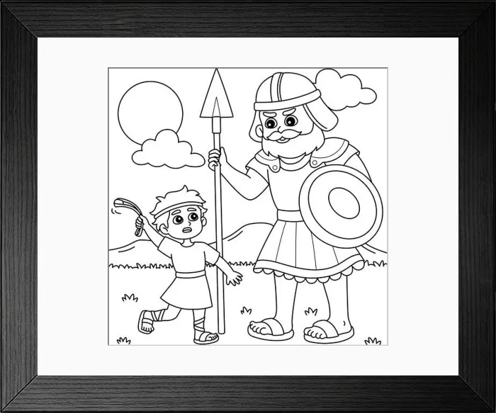 Framed Print : David and Goliath Coloring Page for Kids Framed Print : David and Goliath Coloring Page for Kids