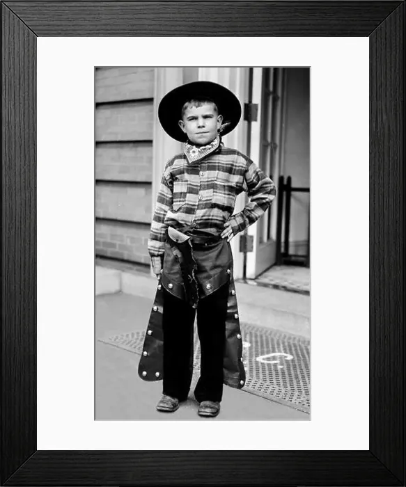 Framed Print : Entitled: Boy in cowboy costume Framed Print : Entitled: Boy in cowboy costume