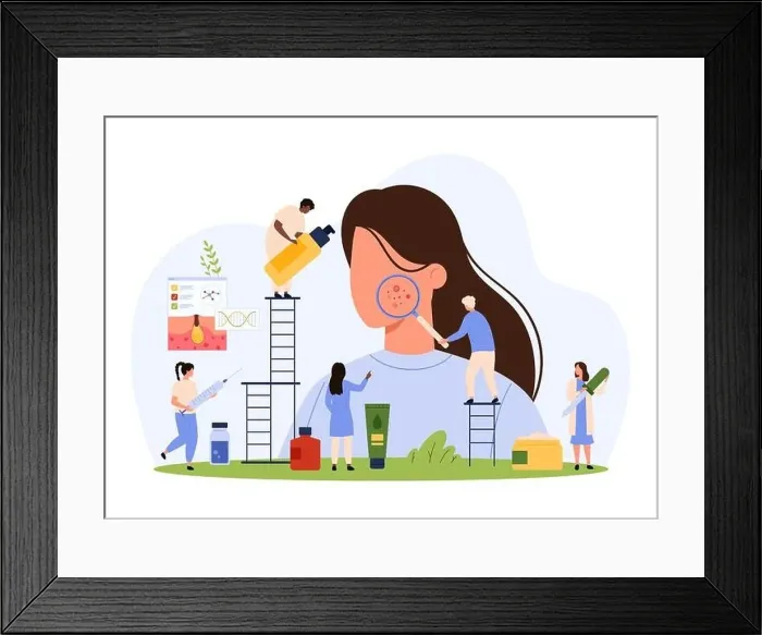 Framed Print : Consultation with dermatologist for diagnosis and drug treatment of acne Framed Print : Consultation with dermatologist for diagnosis and drug treatment of acne