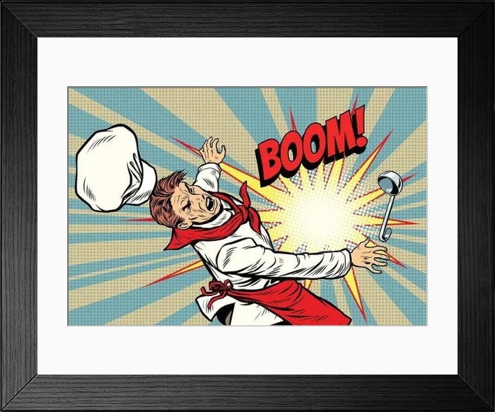 Framed Print : Chef cooking a problem in the restaurant kitchen Framed Print : Chef cooking a problem in the restaurant kitchen