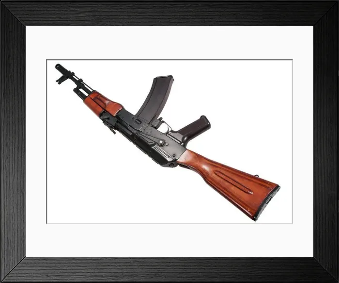 Framed Print : kalashnikov assault rifle ak74n isolated on a white background Framed Print : kalashnikov assault rifle ak74n isolated on a white background
