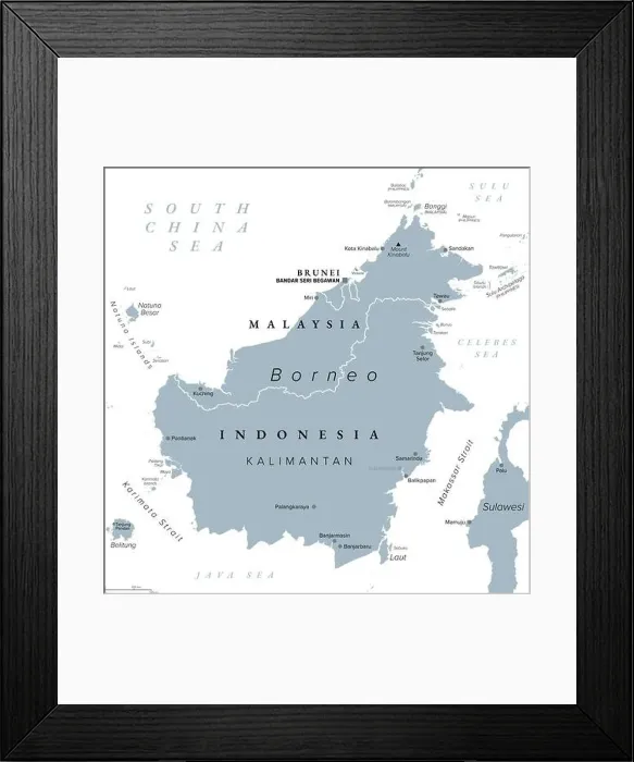 Framed Print : Borneo, divided among Malaysia Framed Print : Borneo, divided among Malaysia