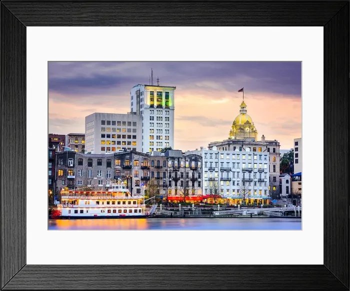 Framed Print : Savannah, Georgia, USA downtown skyline Framed Print : Savannah, Georgia, USA downtown skyline