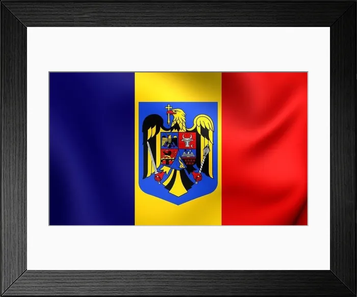 Framed Print : 3D Flag of the Romania. Close Up Framed Print : 3D Flag of the Romania. Close Up