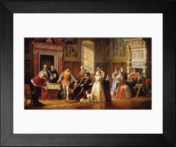 Framed Print : 381 Luigi Mussini- Leonardo da Cutro e Ruy Lopez giocano a scacchi alla corte di Spagna Framed Print : 381 Luigi Mussini- Leonardo da Cutro e Ruy Lopez giocano a scacchi alla corte di Spagna