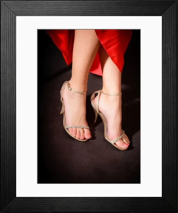 Framed Print : Feet in strappy sandals Framed Print : Feet in strappy sandals
