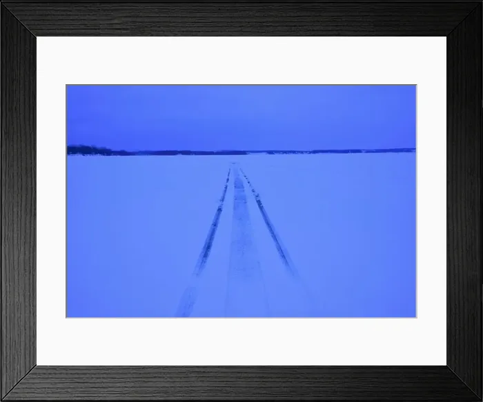 Framed Print : Snowmobile tracks on frozen lake Framed Print : Snowmobile tracks on frozen lake