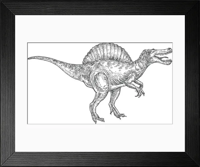 Framed Print : Prehistoric Dinosaur Doodle Vector Illustration. Hand Drawn Spinosaurus Reptile Engraving Style Drawing Framed Print : Prehistoric Dinosaur Doodle Vector Illustration. Hand Drawn Spinosaurus Reptile Engraving Style Drawing