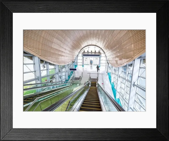 Framed Print : Automatic stairs at Dubai metro station, UAE Framed Print : Automatic stairs at Dubai metro station, UAE