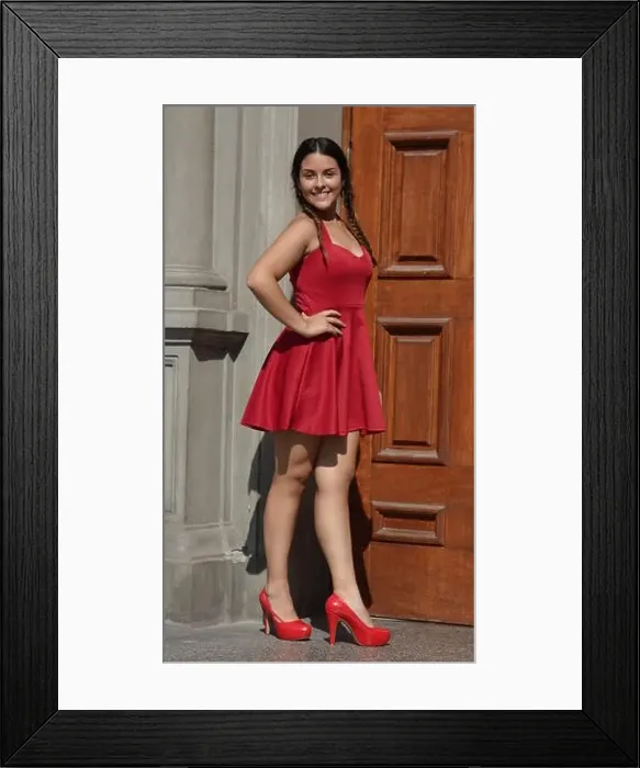 Framed Print : Teen Girl Red Dress And Heels Framed Print : Teen Girl Red Dress And Heels