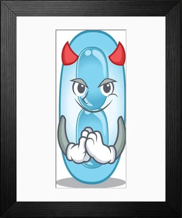 Framed Print : Klebsiella pneumoniae clothed as devil cartoon character design concept Framed Print : Klebsiella pneumoniae clothed as devil cartoon character design concept