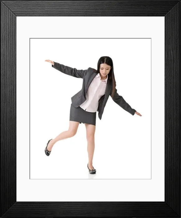 Framed Print : Young asian business woman standing on precipice Framed Print : Young asian business woman standing on precipice