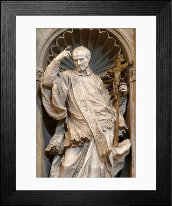 Framed Print : Statue in St Peter's basilica, Rome. Saint Vincent de Paul. Italy Framed Print : Statue in St Peter's basilica, Rome. Saint Vincent de Paul. Italy