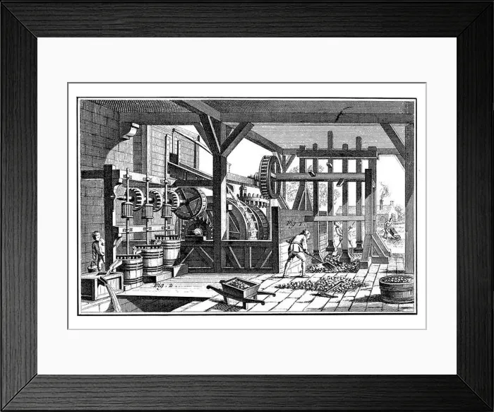 Framed Print : 18th century illustration of a mine where gold was washed Framed Print : 18th century illustration of a mine where gold was washed