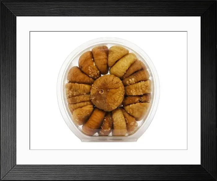 Framed Print : Round package of dried figs isolated on white Framed Print : Round package of dried figs isolated on white