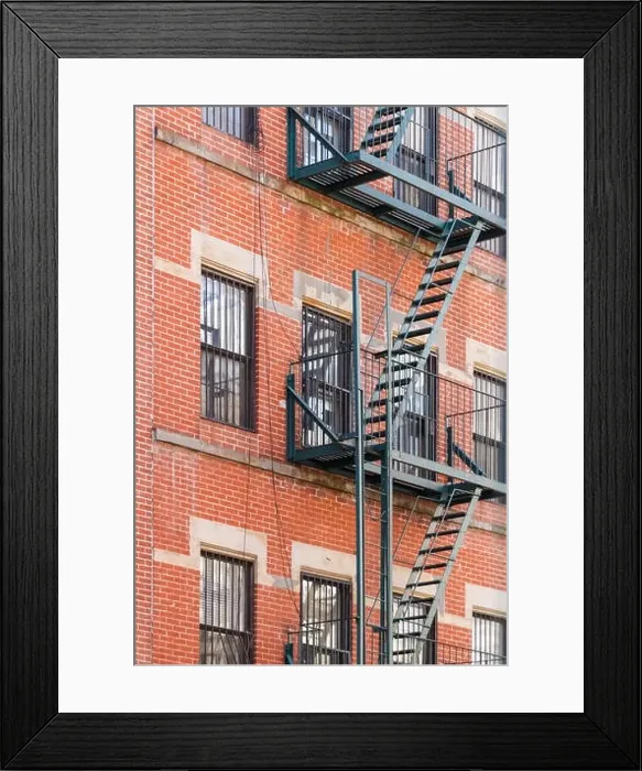 Framed Print : Typical New York fire escape ladders and balconies Framed Print : Typical New York fire escape ladders and balconies