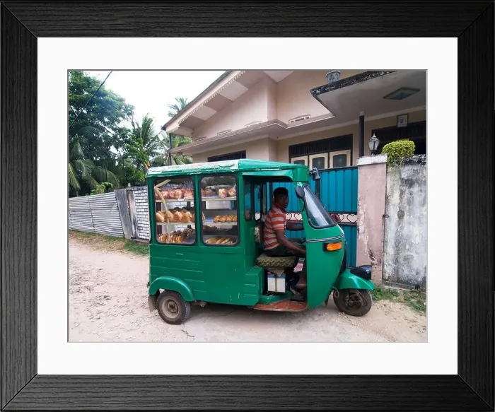 Framed Print : Three wheeler bakery delivery service in Jaffna, Sri Lanka Framed Print : Three wheeler bakery delivery service in Jaffna, Sri Lanka