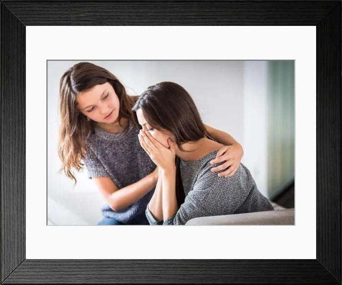 Framed Print : Teenage girl and her mother Framed Print : Teenage girl and her mother