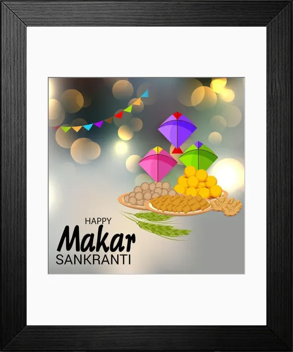 Framed Print : illustration of a background for Happy Makar Sankranti Framed Print : illustration of a background for Happy Makar Sankranti