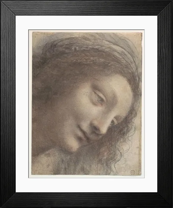 Framed Print : Leonardo Da Vinci - the Head of the Virgin in Three Quarter View Facing Right Framed Print : Leonardo Da Vinci - the Head of the Virgin in Three Quarter View Facing Right