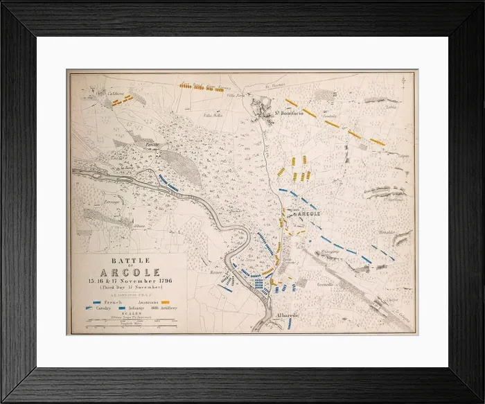 Framed Print : Map of Battle of Arcole, November 15, 16, 17 1796 Framed Print : Map of Battle of Arcole, November 15, 16, 17 1796