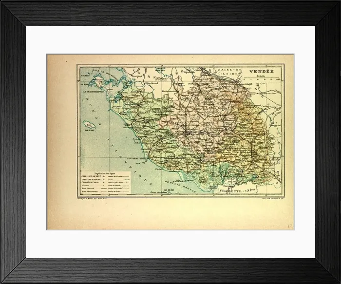 Framed Print : MAP OF VENDÉE FRANCE Framed Print : MAP OF VENDÉE FRANCE