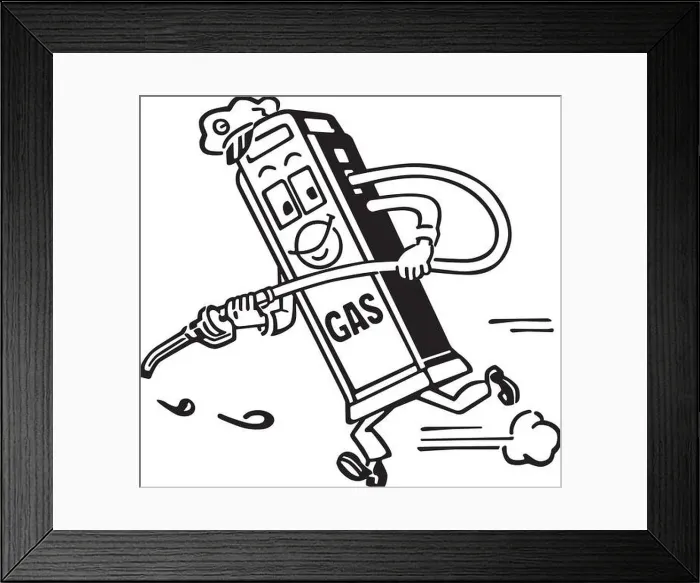 Framed Print : Mister Gas Pump - Retro Clipart Illustration Framed Print : Mister Gas Pump - Retro Clipart Illustration