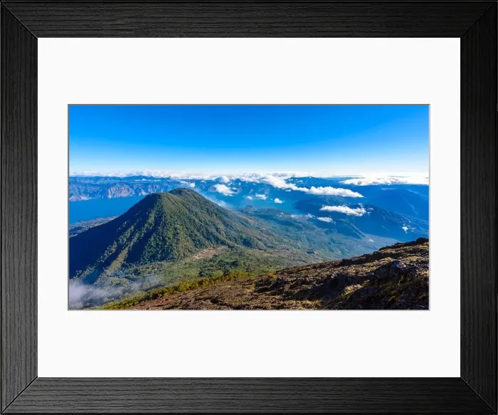 Framed Print : View to Volcano Toliman at Lake Atitlan in Highlands of Guatemala - Aerial View Framed Print : View to Volcano Toliman at Lake Atitlan in Highlands of Guatemala - Aerial View