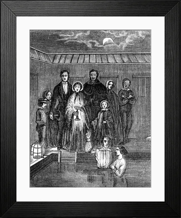 Framed Print : Mormon baptism by total immersion, Salt Lake City, Utah, 1853 Framed Print : Mormon baptism by total immersion, Salt Lake City, Utah, 1853