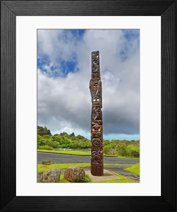 Framed Print : Maori stake carving at the Dawson Falls Visitors Centre Framed Print : Maori stake carving at the Dawson Falls Visitors Centre