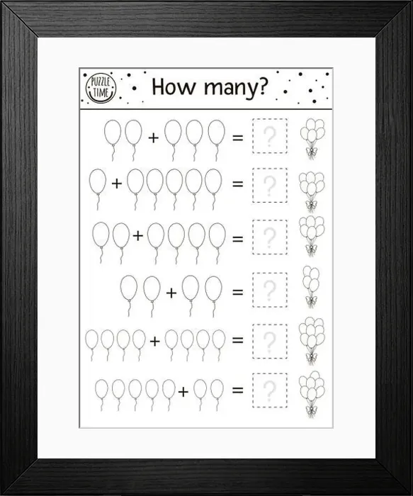 Framed Print : Birthday counting game with colorful balloons Framed Print : Birthday counting game with colorful balloons