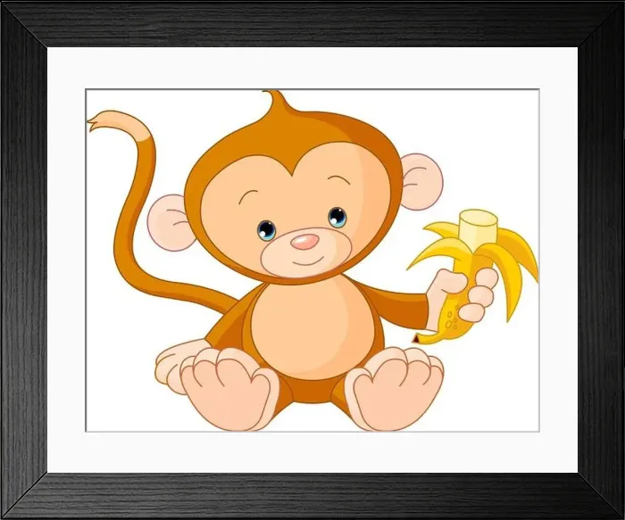Framed Print : Baby Monkey eating banana Framed Print : Baby Monkey eating banana