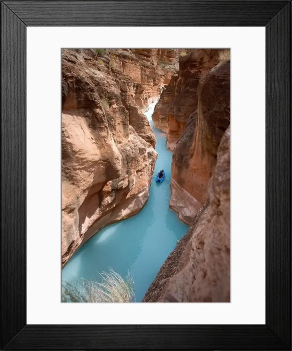 Framed Print : A man kayaks in the Havasu Creek near where it empties into the Grand Canyon Framed Print : A man kayaks in the Havasu Creek near where it empties into the Grand Canyon