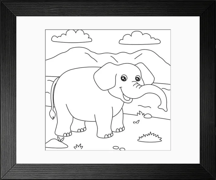 Framed Print : Elephant Coloring Page for Kids Framed Print : Elephant Coloring Page for Kids