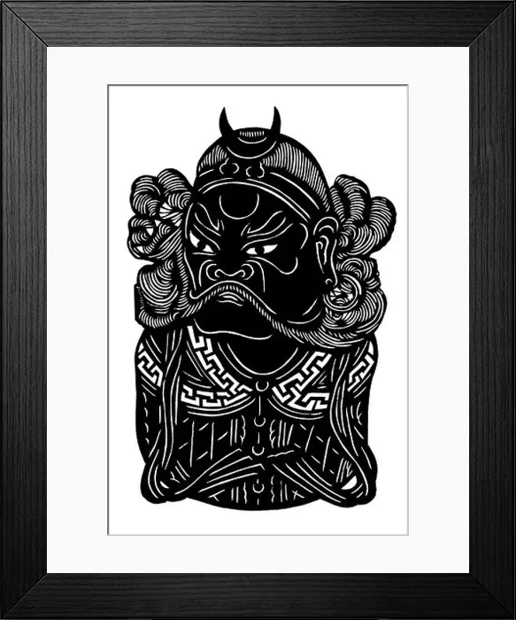 Framed Print : Silhouette of Chinese opera masks, isolated on white background Framed Print : Silhouette of Chinese opera masks, isolated on white background