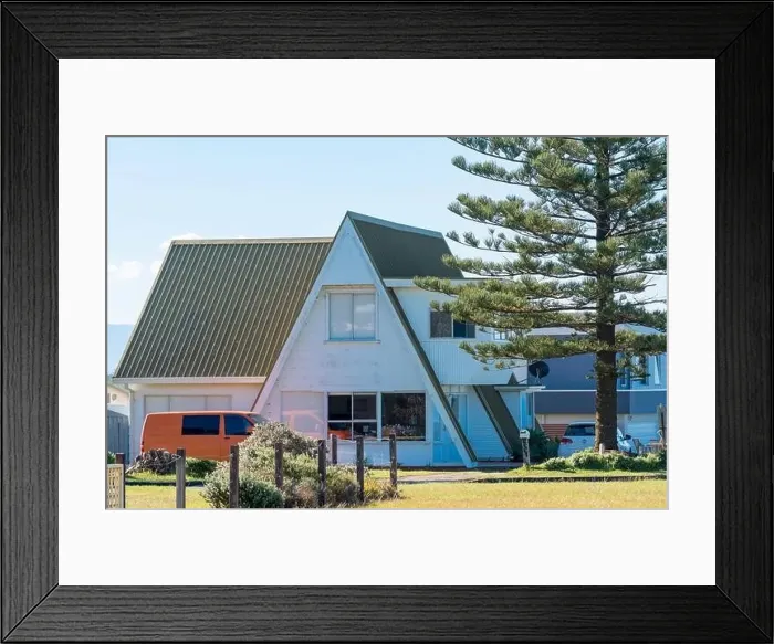 Framed Print : A modified and extended A Frame home in the New South Wales, south coast town of Culburra in Australia Framed Print : A modified and extended A Frame home in the New South Wales, south coast town of Culburra in Australia