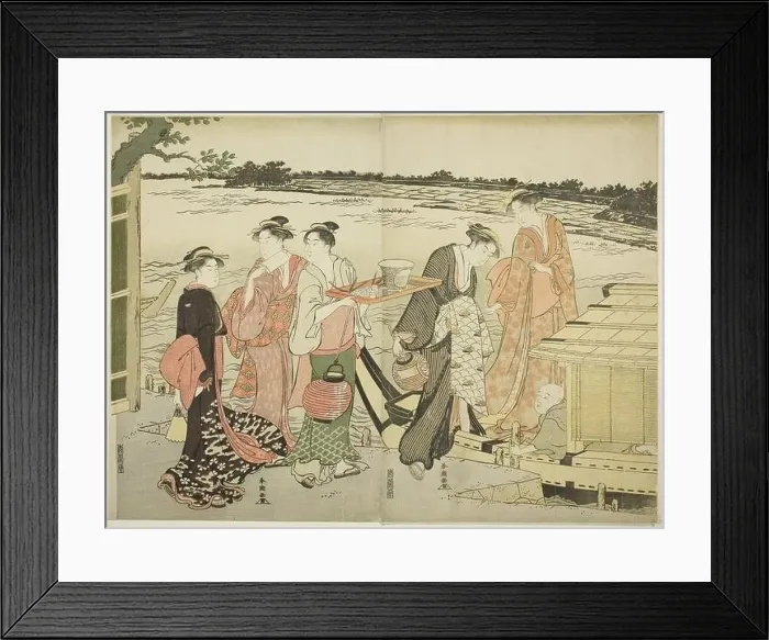 Framed Print : Women Boarding a Pleasure Boat Framed Print : Women Boarding a Pleasure Boat