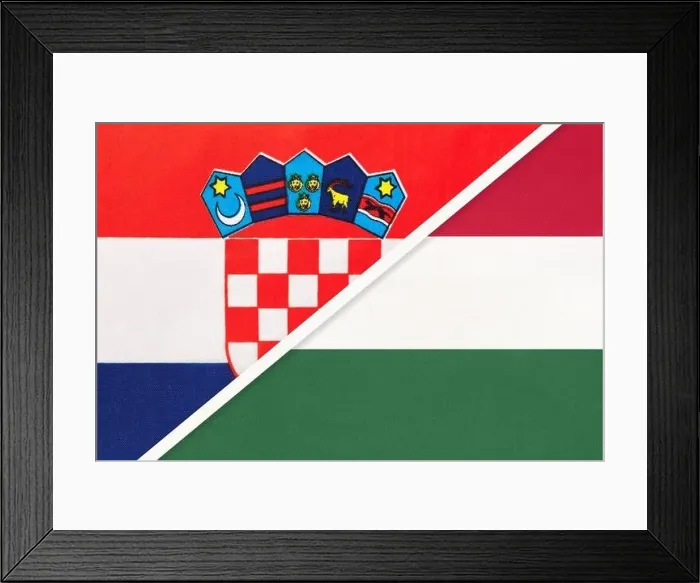 Framed Print : Croatia and Hungary, symbol of country. Croatian vs Hungarian national flags Framed Print : Croatia and Hungary, symbol of country. Croatian vs Hungarian national flags