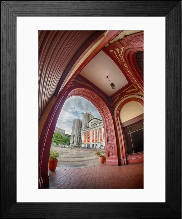 Framed Print : Teatro Jorge Isaac visto desde el lobby del Edificio del Tabaco Framed Print : Teatro Jorge Isaac visto desde el lobby del Edificio del Tabaco