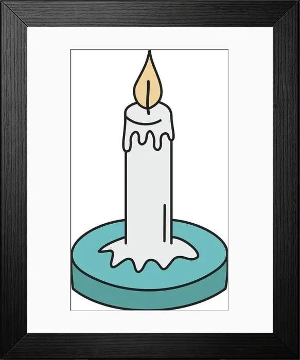 Framed Print : Candle simple hand drawn vector illustration icon