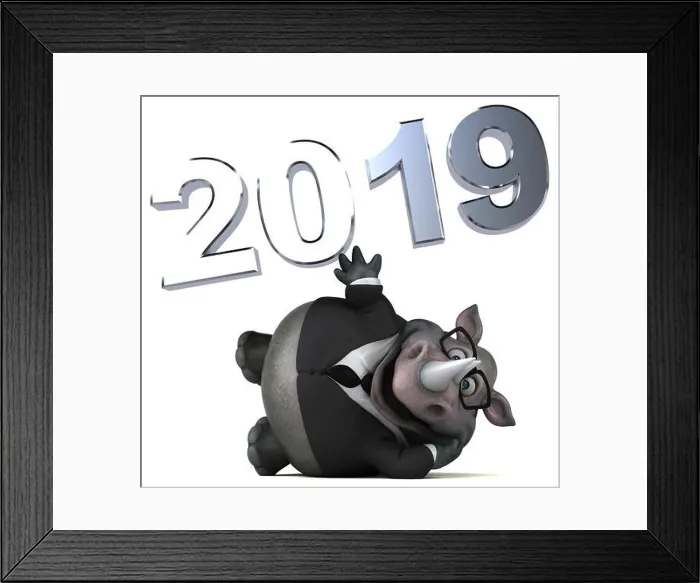 Framed Print : Fun rhino - 3D Illustration Framed Print : Fun rhino - 3D Illustration