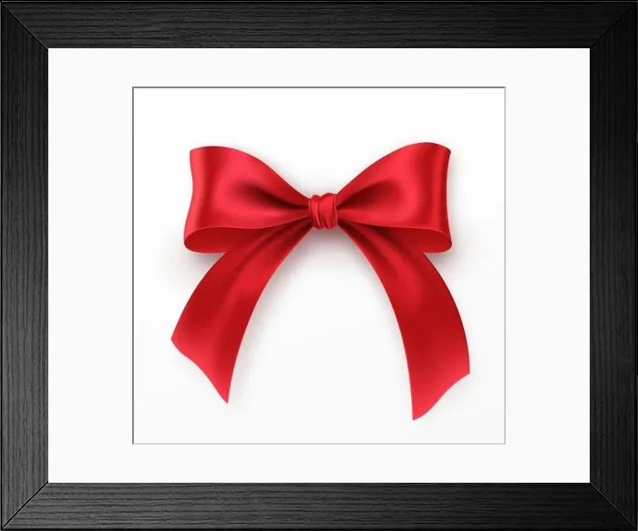 Framed Print : Red Bow and Ribbon on white background Framed Print : Red Bow and Ribbon on white background