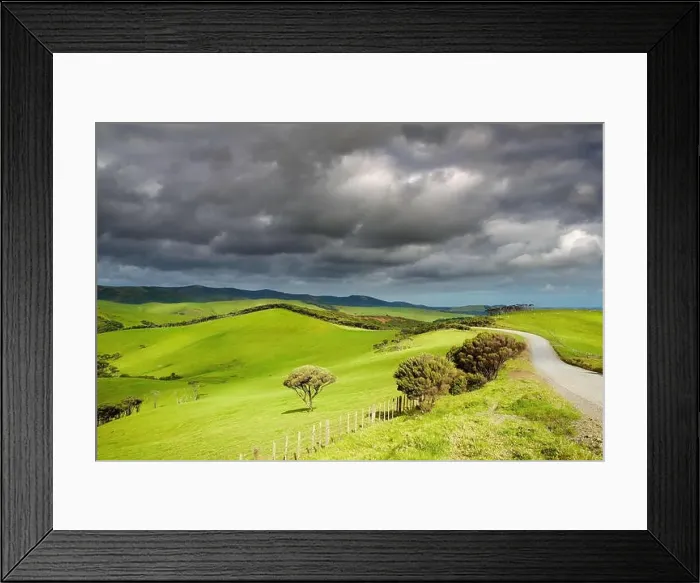 Framed Print : Landscape with green hills an storm clouds Framed Print : Landscape with green hills an storm clouds
