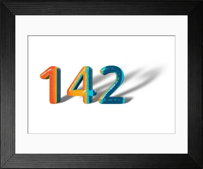 Framed Print : 3D Number 142 one hundred forty two lively colours Framed Print : 3D Number 142 one hundred forty two lively colours