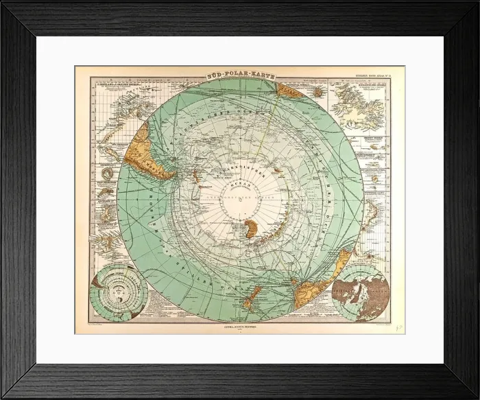 Framed Print : South Pole Map Gotha Justus Perthes Framed Print : South Pole Map Gotha Justus Perthes