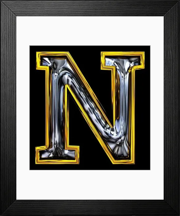Framed Print : 3D rendering. Uppercase Letter N Framed Print : 3D rendering. Uppercase Letter N