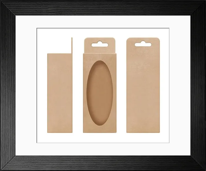 Framed Print : box, packaging, box brown for hanging cut out window shape open blank template for design product package Framed Print : box, packaging, box brown for hanging cut out window shape open blank template for design product package