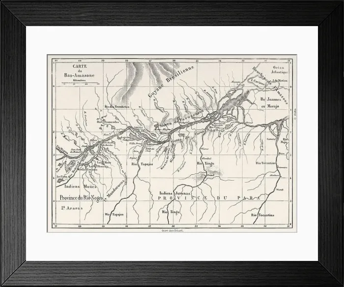 Framed Print : Lower Amazon basin map, Brazil Framed Print : Lower Amazon basin map, Brazil